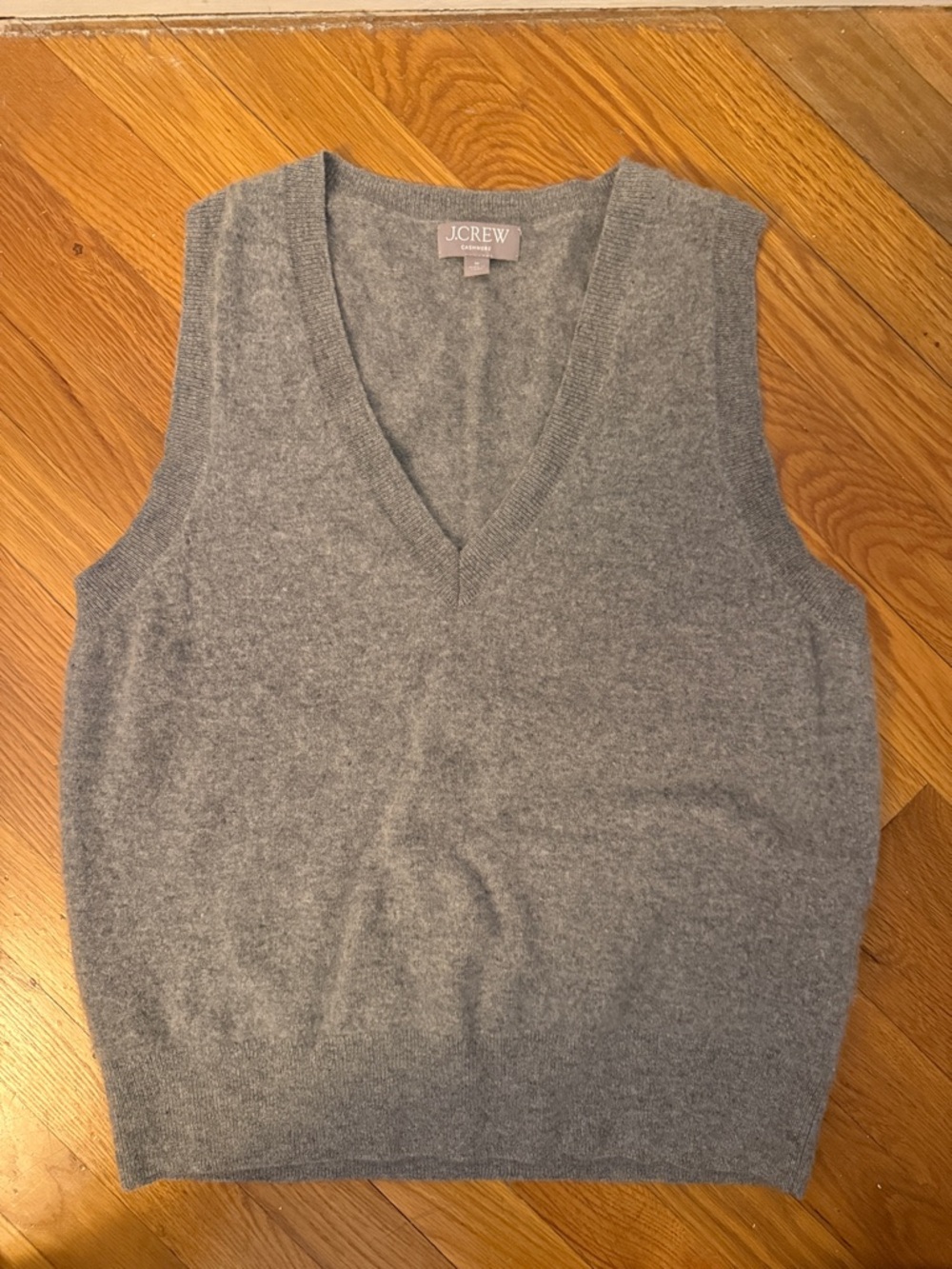 J. Crew Light Gray V-Neck Cashmere Sweater Vest